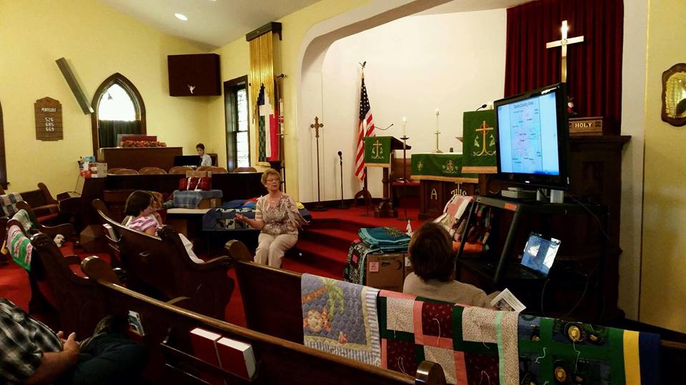 Jane Morris Brown offers a Quilt Blessing at St. Matthews in Ohio.