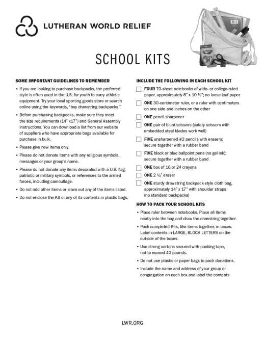 School Kit Assembly Instructions