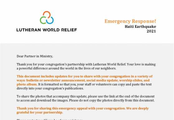 Haiti Emergency Response - Publicity Pack