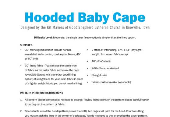 Hooded Baby Cape Pattern 