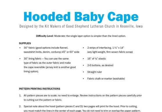 Hooded Baby Cape Pattern 