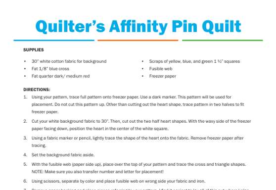 LWR Affinity Pin Quilt Pattern