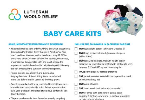 Baby Care Kit Assembly Instructions