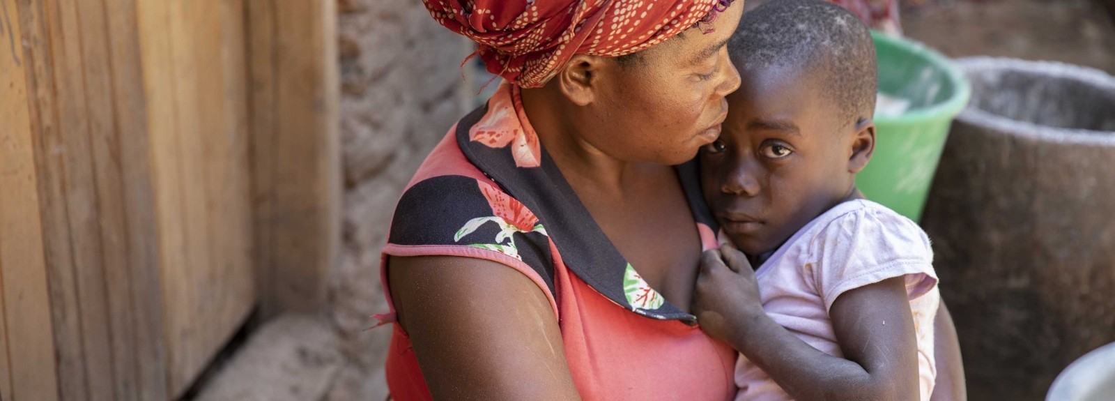 Mother holding her child