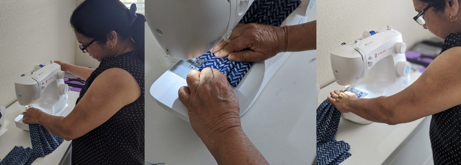 Nimisha Dharia sews face masks in her home to protect people from COVID-19.