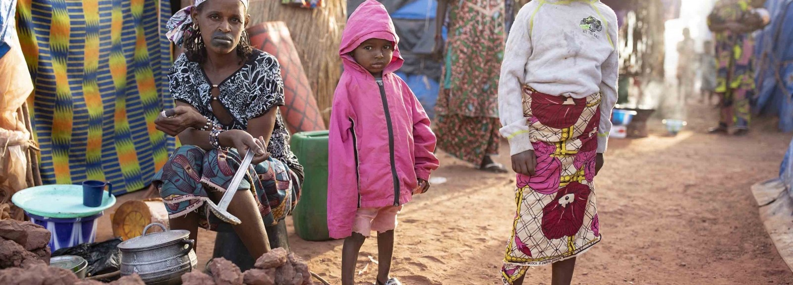 A woman and two children 