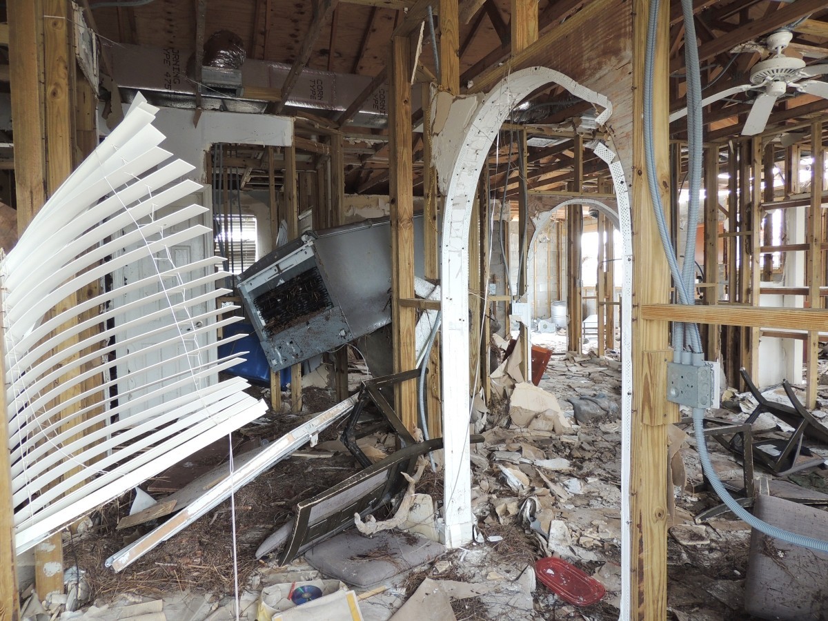 Inside a condemned home destroyed by the storm surge.