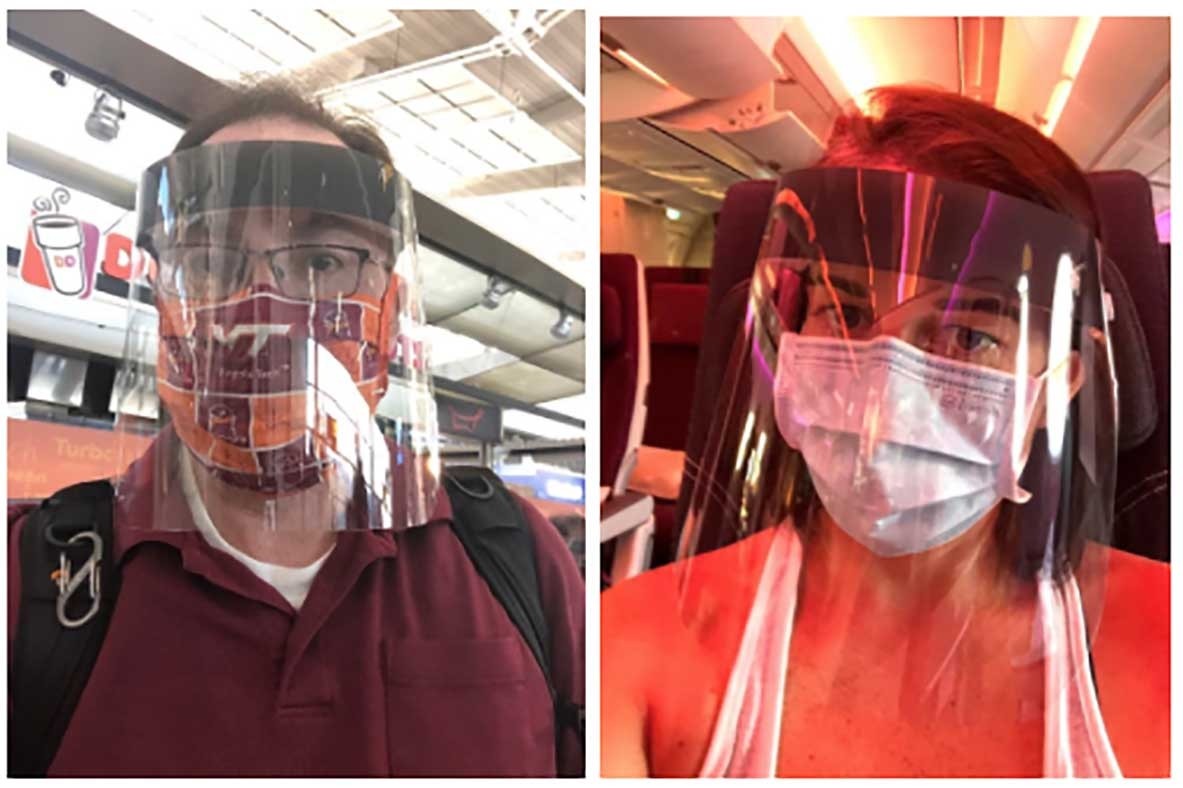 Matt Hackworth and Carrie Taneyhill donned face masks and face shields for their trip to Beirut.