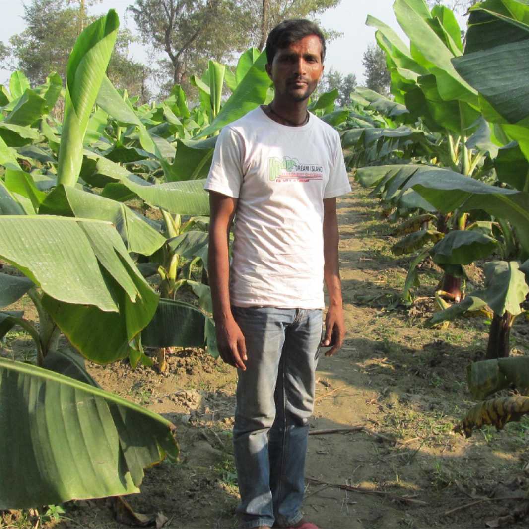 Jayantri during the early days of banana farming in 2016