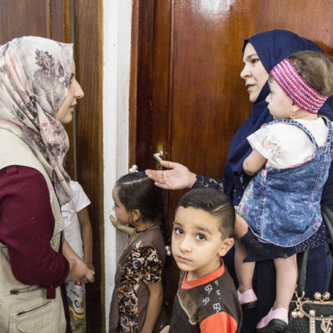 Families arrive at 