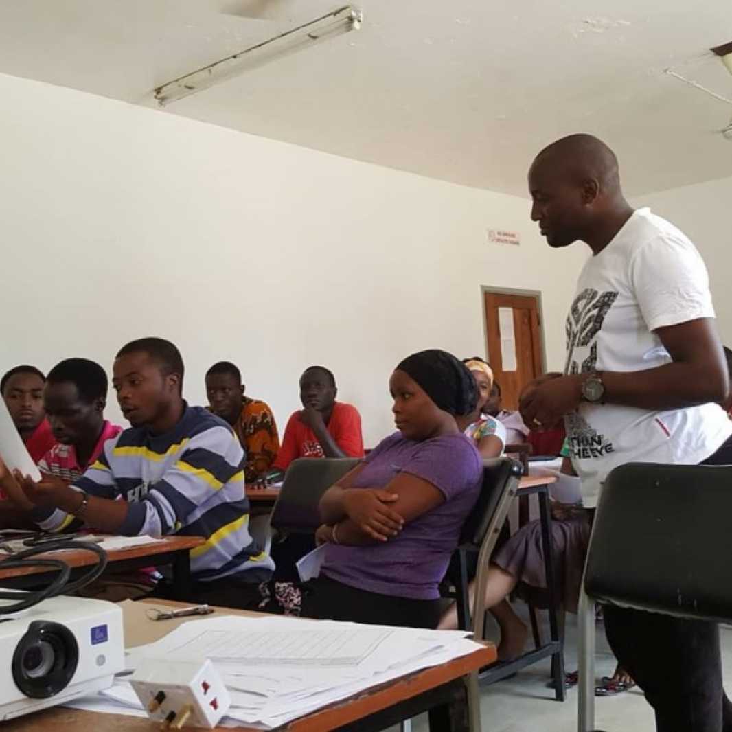 National Sugar Institute students that won start up challenge grants take small business classes and obtain coaching on launching their ideas with private sector partners and Lutheran World Relief in Morogoro, Tanzania.