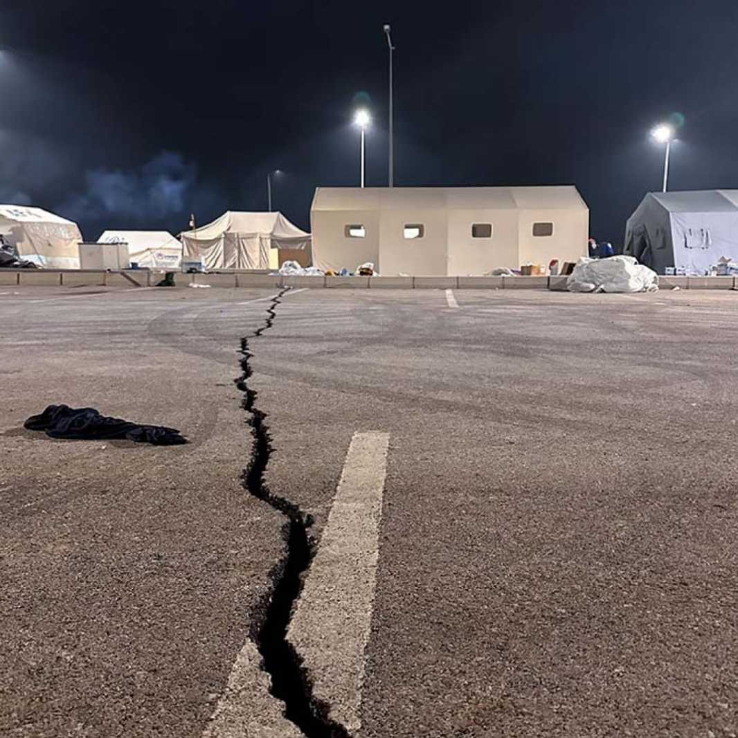 A crack left behind by the devastating quake.
