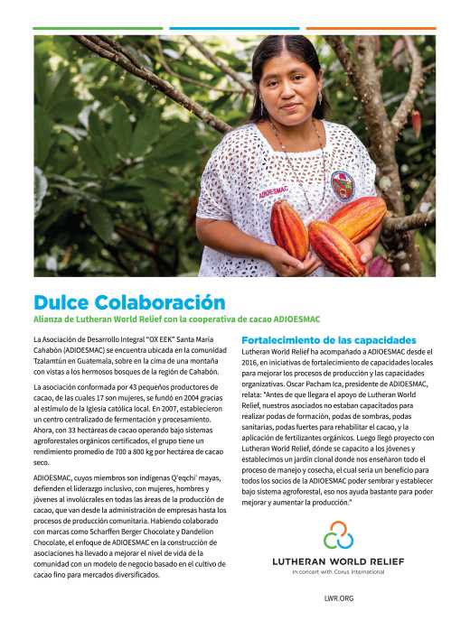 Dulce Colaboración: Alianza de Lutheran World Relief con la cooperativa de cacao ADIOESMAC