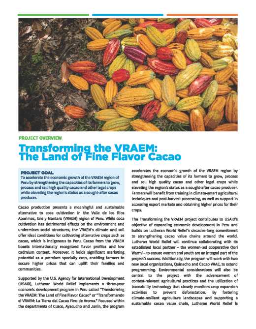 Transforming the VRAEM: The Land of Fine Flavor Cacao Project Overview