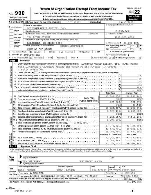 LWR Finance Form 990 FY23