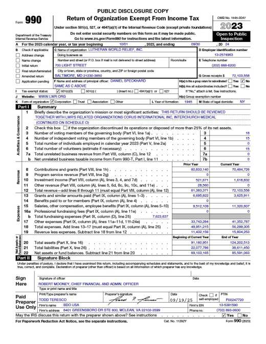 LWR Finance Form 990 FY24
