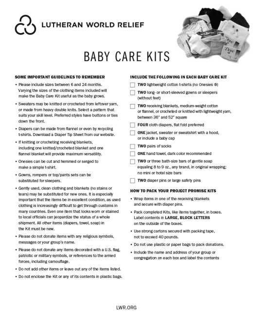 Baby Care Kit Assembly Instructions
