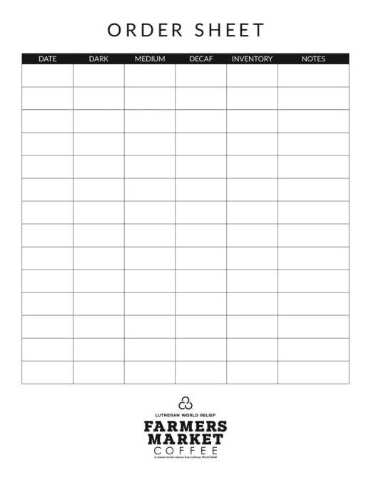 LWR Farmers Market Order Form