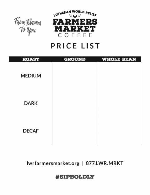 LWR Farmers Market Price List