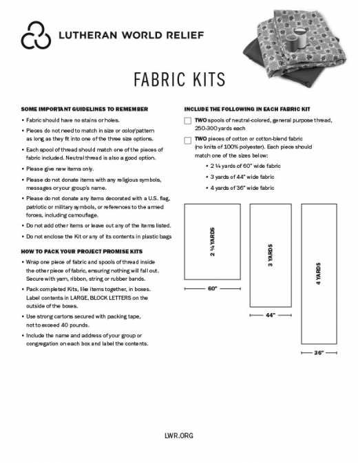 Fabric Kit Assembly Instructions