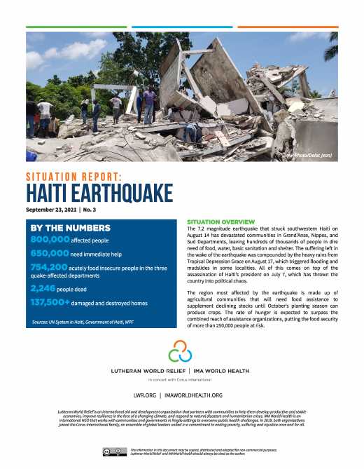 Situation Report: 2021 Haiti Earthquake No. 3