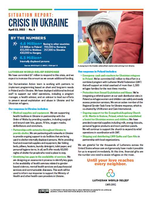 LWR Situation Report: Crisis in Ukraine No. 4