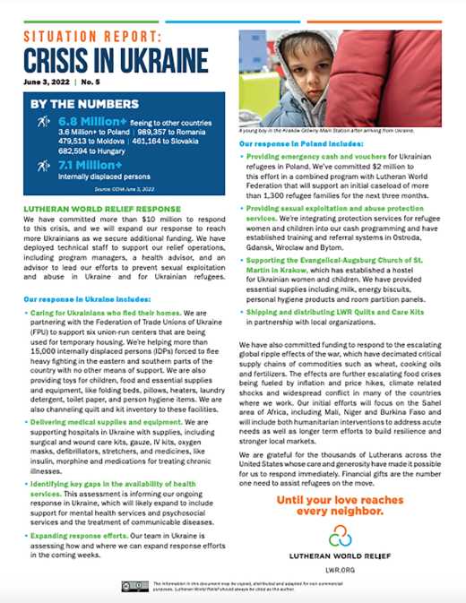 LWR Situation Report: Crisis in Ukraine No. 5