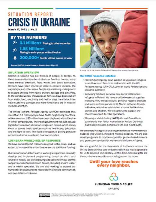 LWR Situation Report: Crisis in Ukraine No. 2