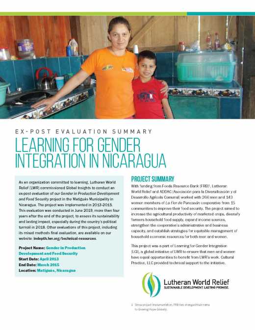 Learning for Gender Integration in Nicaragua Ex-Post Evaluation Summary
