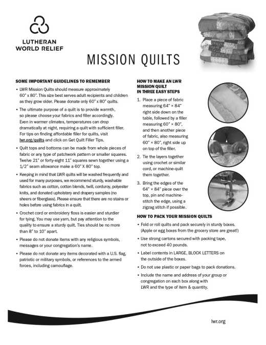 Mission Quilt Assembly Instructions