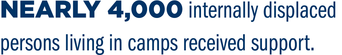 Nearly 4,000 internally displaced persons living in camps received support.