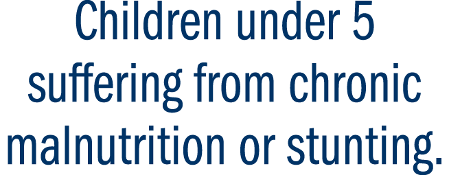 Children under 5 suffering from chronic malnutrition or stunting.