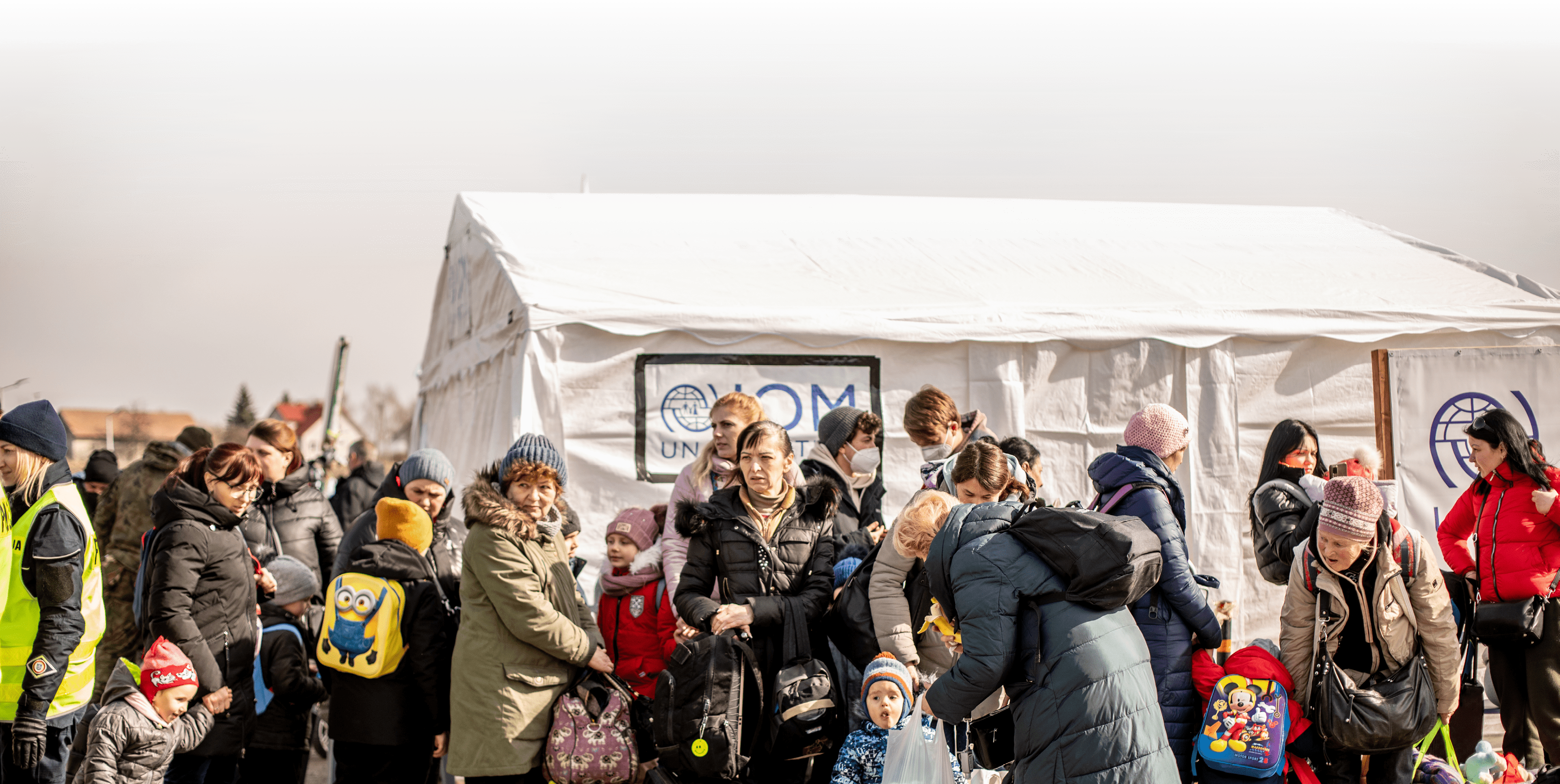 The Polish/Ukrainian border brossing at Medyka. Millions of refugees have crossed into Poland fleeing the Russian invasion. Refugees were met with hot food, donated clothing, bus rides to the train station, and other information about where to go and what to do next.