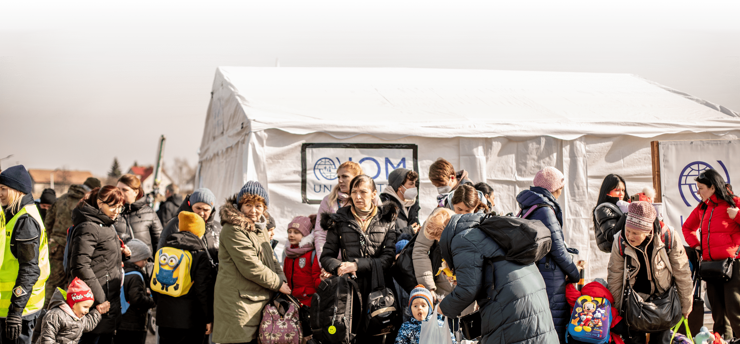 The Polish/Ukrainian border brossing at Medyka. Millions of refugees have crossed into Poland fleeing the Russian invasion. Refugees were met with hot food, donated clothing, bus rides to the train station, and other information about where to go and what to do next.